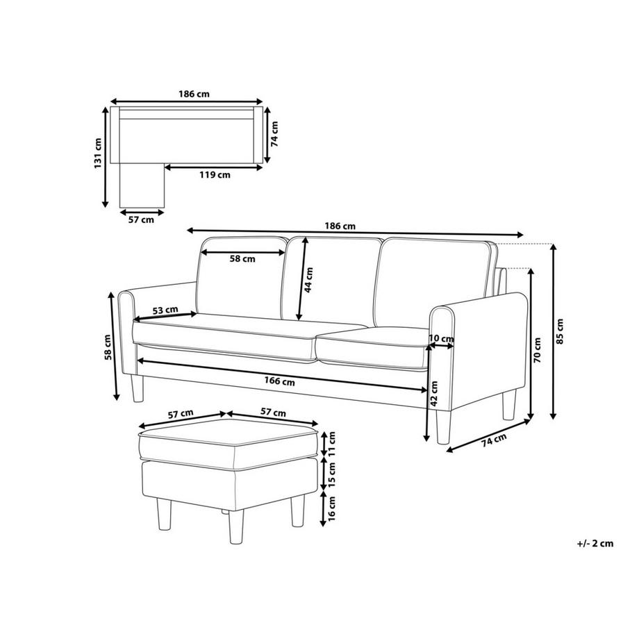 Beliani 3 Sitzer Sofa aus Stoff  AVESTA  