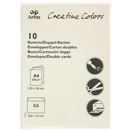 Artoz ARTOZ Karten/Couverts Mosaic A6/C6 943201241 90g, elfenbein 10 Stück  