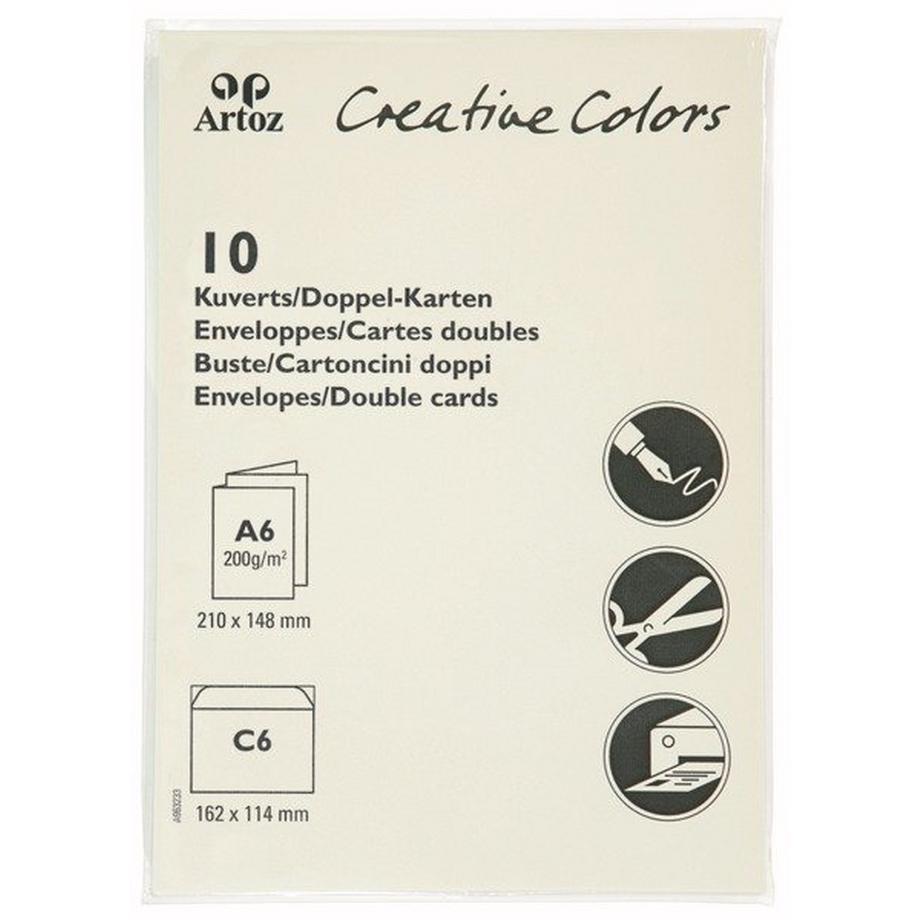 Artoz ARTOZ Karten/Couverts Mosaic A6/C6 943201241 90g, elfenbein 10 Stück  