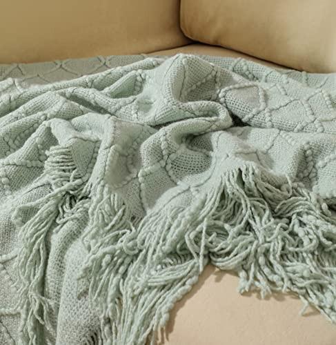 Alopini Morbida Coperta in Lana Lavorata a Maglia con Nappe  