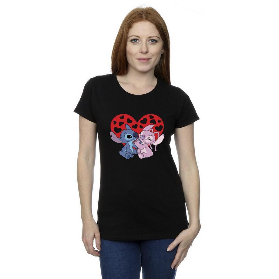 Disney Stitch et Angel Coeur Imprimé T-Shirt  