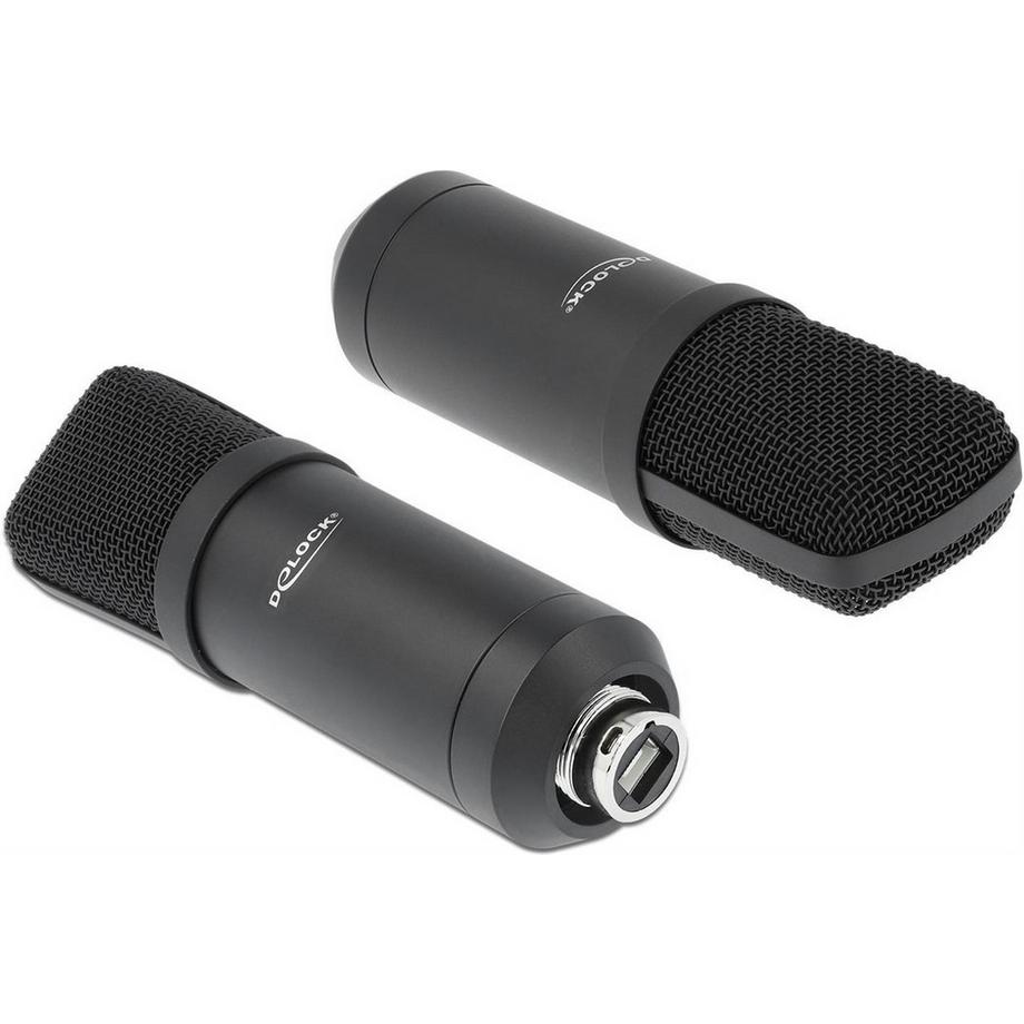 DeLock  USB Kondensator Mikrophon Set 2.5m USB-Kabel, schwarz, 24Bit/192Khz 