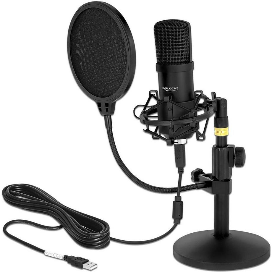USB Kondensator Mikrophon Set 2.5m USB-Kabel, schwarz, 24Bit/192Khz
