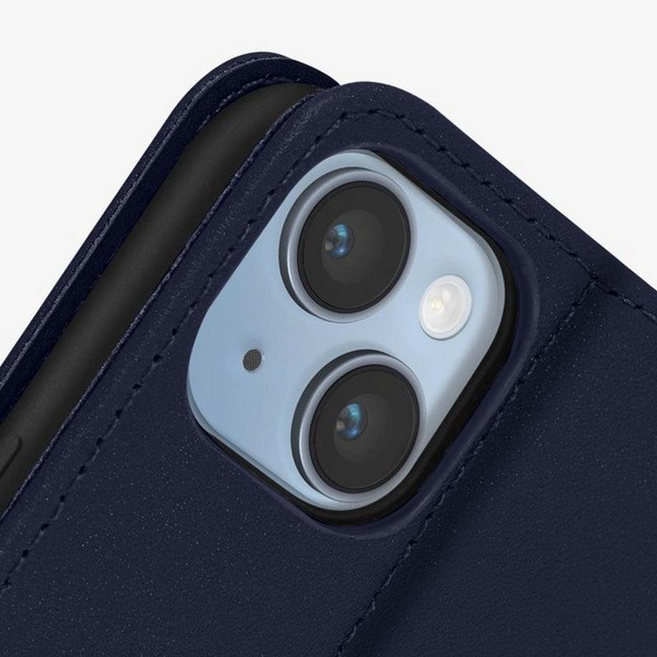 Avizar  Leder Hülle iPhone 14 Dunkelblau 