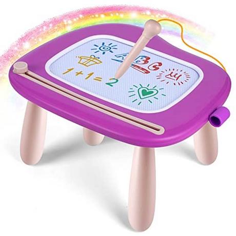 Activity-board  Jouets pour enfants à partir de 1 an, tableau de peinture magnétique, tableau magique, planche à dessin colorée, tableau magnétique avec 4 pieds pour jouets d'enfants (violet) 