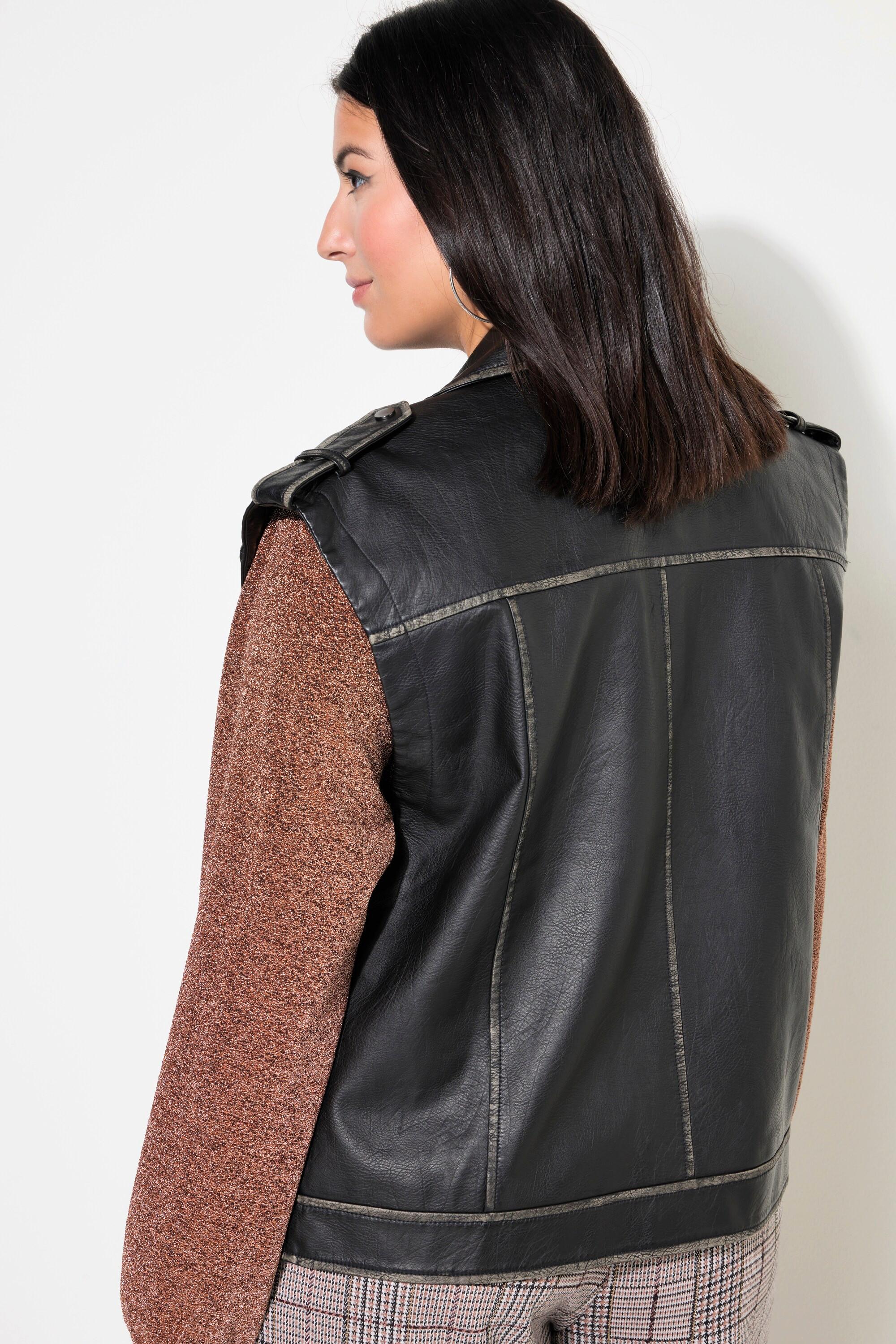 Studio Untold Gilet Biker Oversize Effetto Pelle Usato  