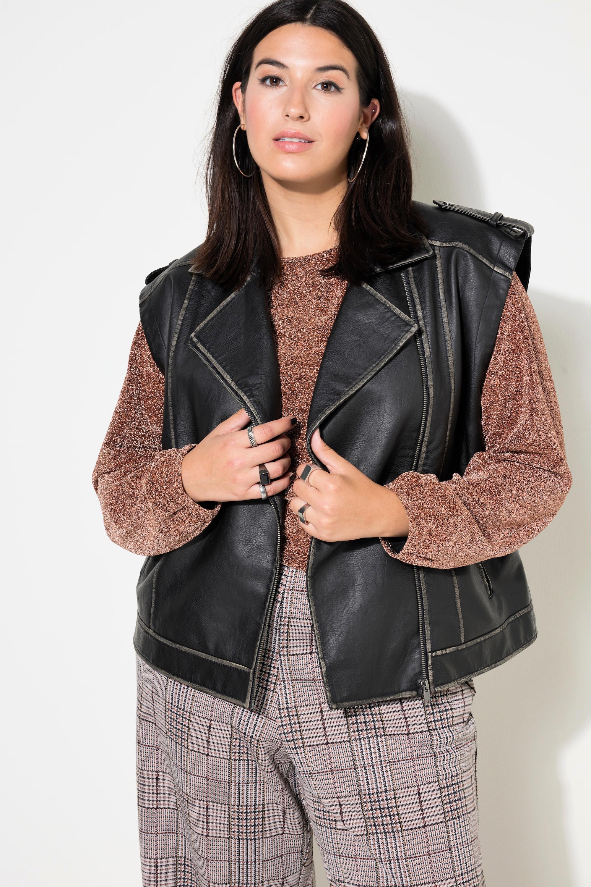 Studio Untold Gilet Biker Oversize Effetto Pelle Usato  