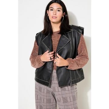 Veste sans manches oversize, esprit motard, similicuir aspect usé