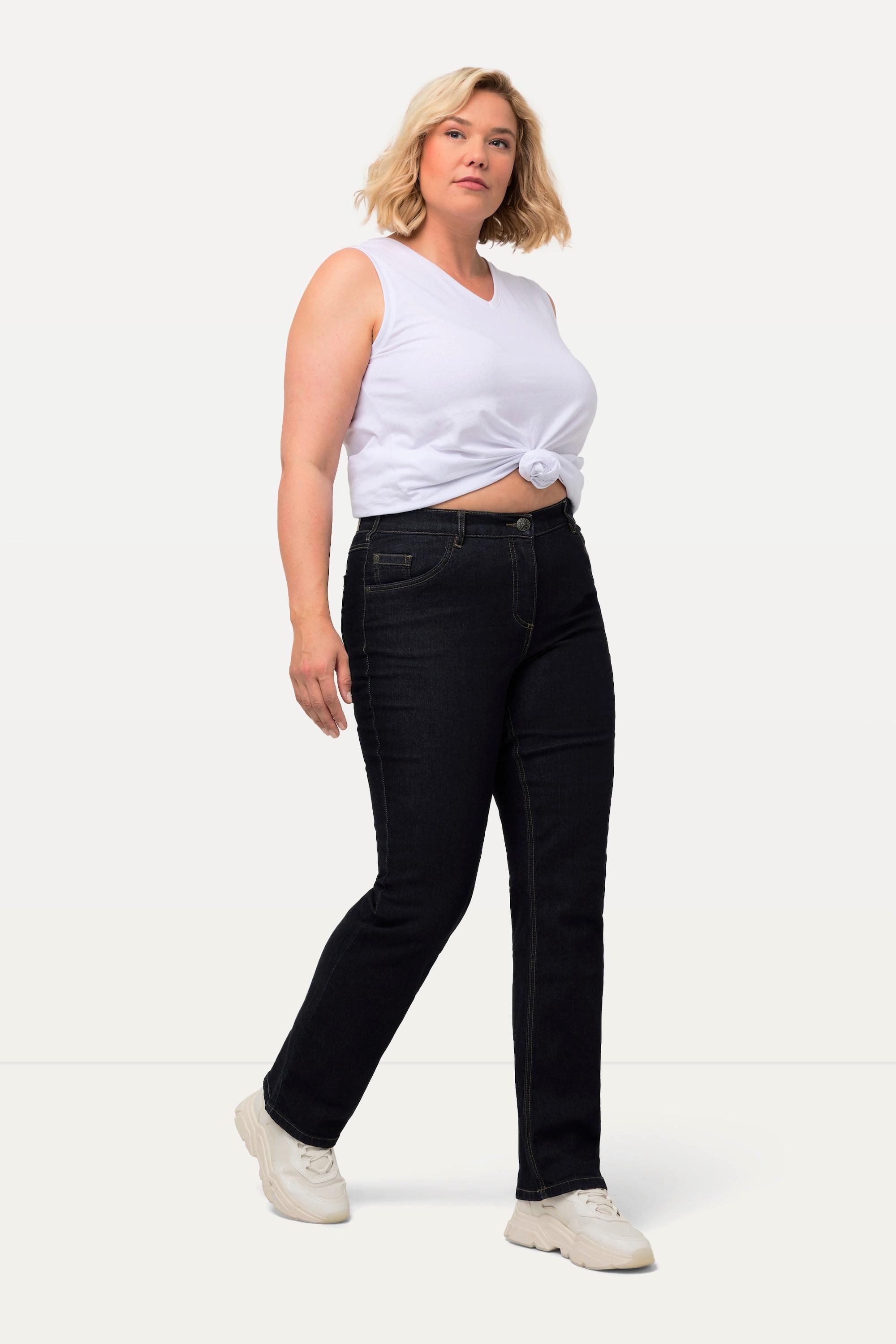 Ulla Popken  Jean Mandy, coupe 5 poches droite. Taille confortable et tissu stretch 