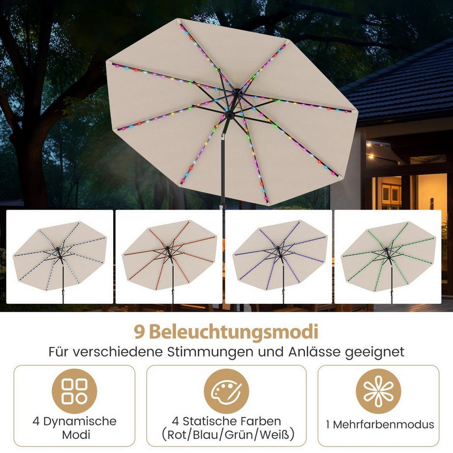 Northix Ombrellone da giardino con luci LED solari  