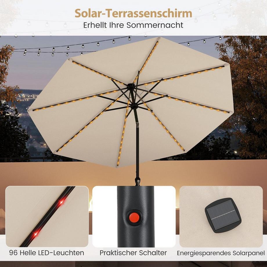 Northix Ombrellone da giardino con luci LED solari  