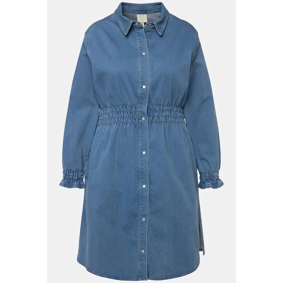 Ulla Popken Long Jeansjacke Hemdkragen  