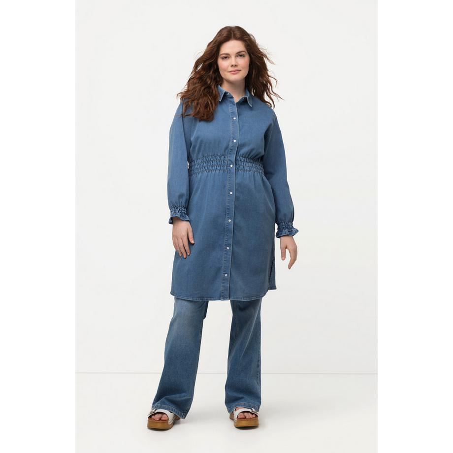 Ulla Popken Long Jeansjacke Hemdkragen  