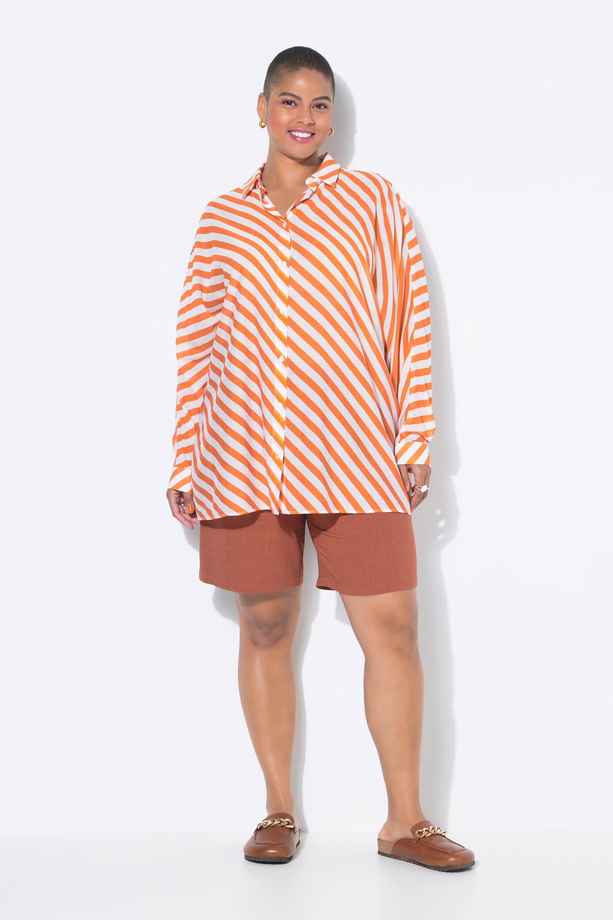 Studio Untold Hemd leicht transparent Streifen Fledermausärmel  