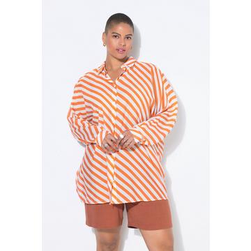 Camicia leggermente velata con righe e maniche a pipistrello