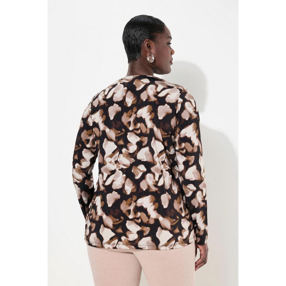 Ulla Popken T-shirt Slinky 2-en-1 imprimé col rond manches longues  