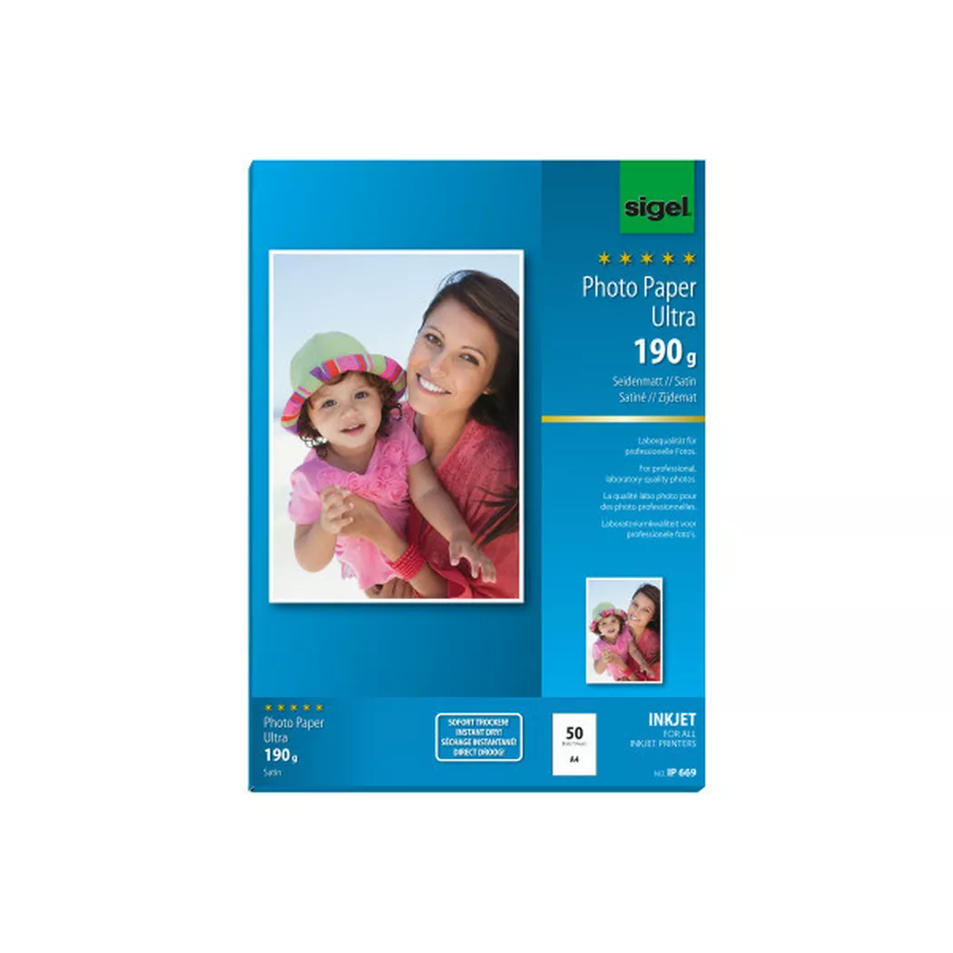 Sigel – InkJet Fotopapier A4 IP669 190g,matt, weiss 50 Blatt, One Size