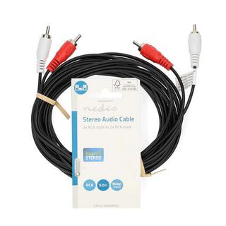 Nedis  Câble audio stéréo | 2x RCA Hane | 2x RCA Hane | Nickelplaterad | 5.00 m | Rond | Svart | Label 
