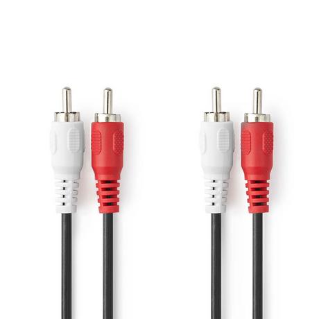 Nedis  Câble audio stéréo | 2x RCA Hane | 2x RCA Hane | Nickelplaterad | 5.00 m | Rond | Svart | Label 
