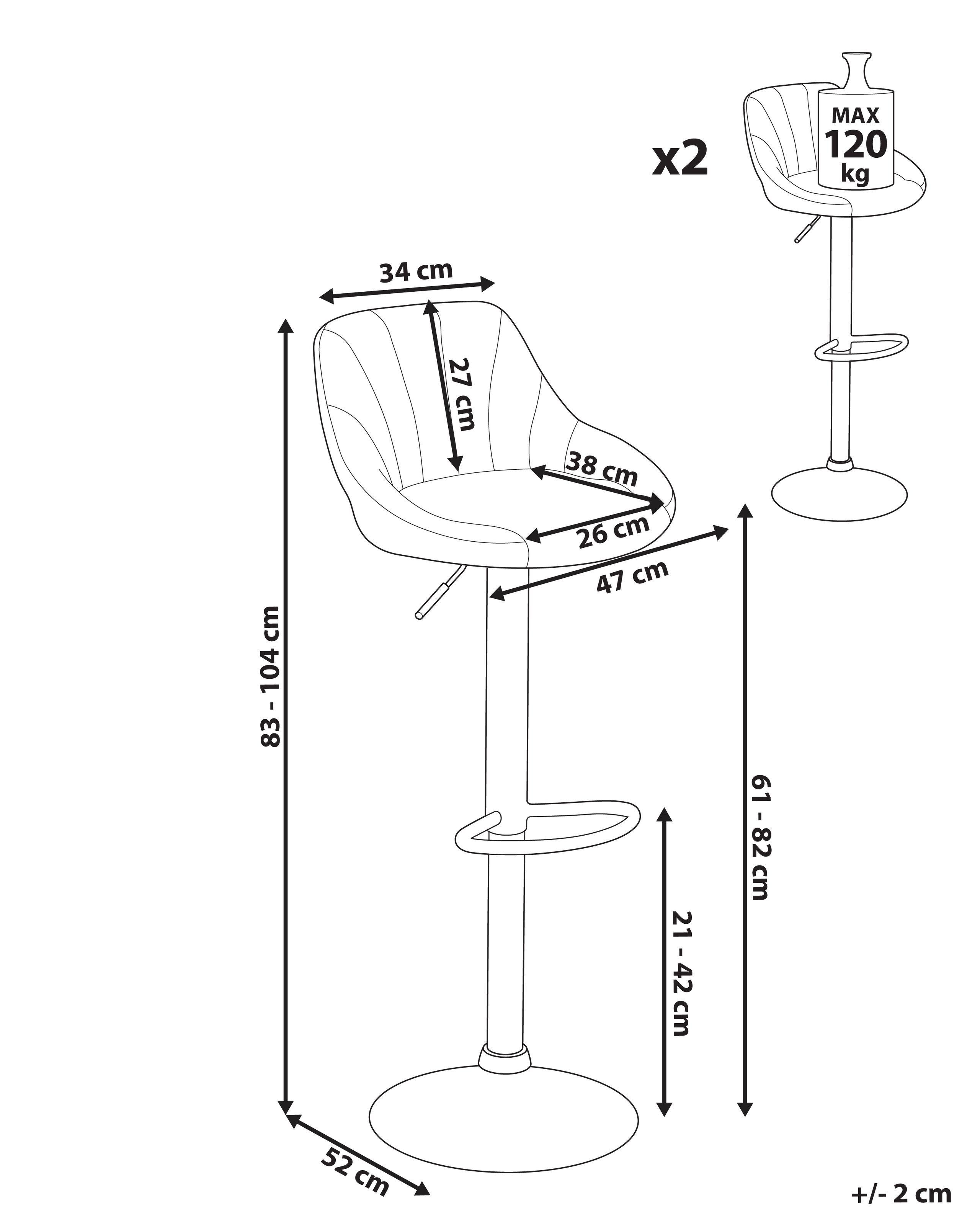 Beliani Lot de 2 tabourets de bar en Tissu Traditionnel LUCCA  