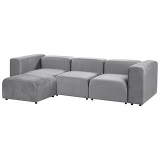 Beliani 3-Sitzer Sofa mit Ottomane aus Samtstoff Modern FALSTERBO  