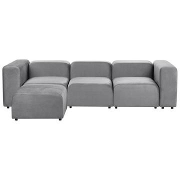 3-Sitzer Sofa mit Ottomane aus Samtstoff Modern FALSTERBO