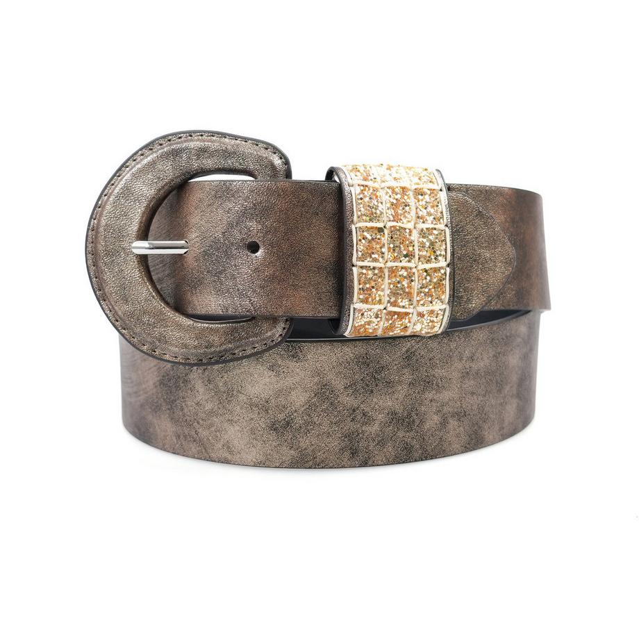 Ceinture luxe à boucle circulaire pailletée