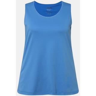 Ulla Popken Top Cotone Pima Taglio Svasato Scollo Girocollo Senza Maniche  