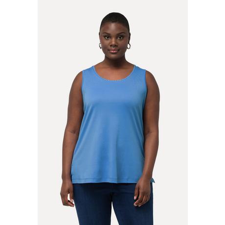 Ulla Popken Top Cotone Pima Taglio Svasato Scollo Girocollo Senza Maniche  