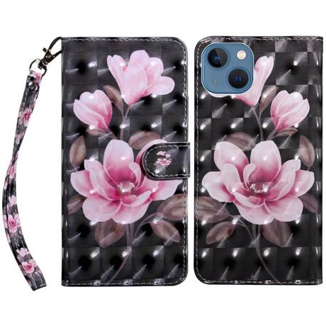 Cover-Discount  iPhone 14 Plus - Etui Glitzer Effekt Blumen Rosa 