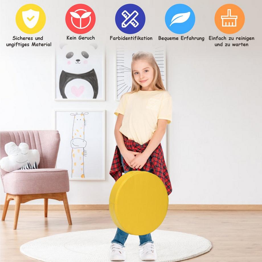 Northix 6er Set Kinder Rund Stuhlkissen Bodenkissen Sitzkissen  