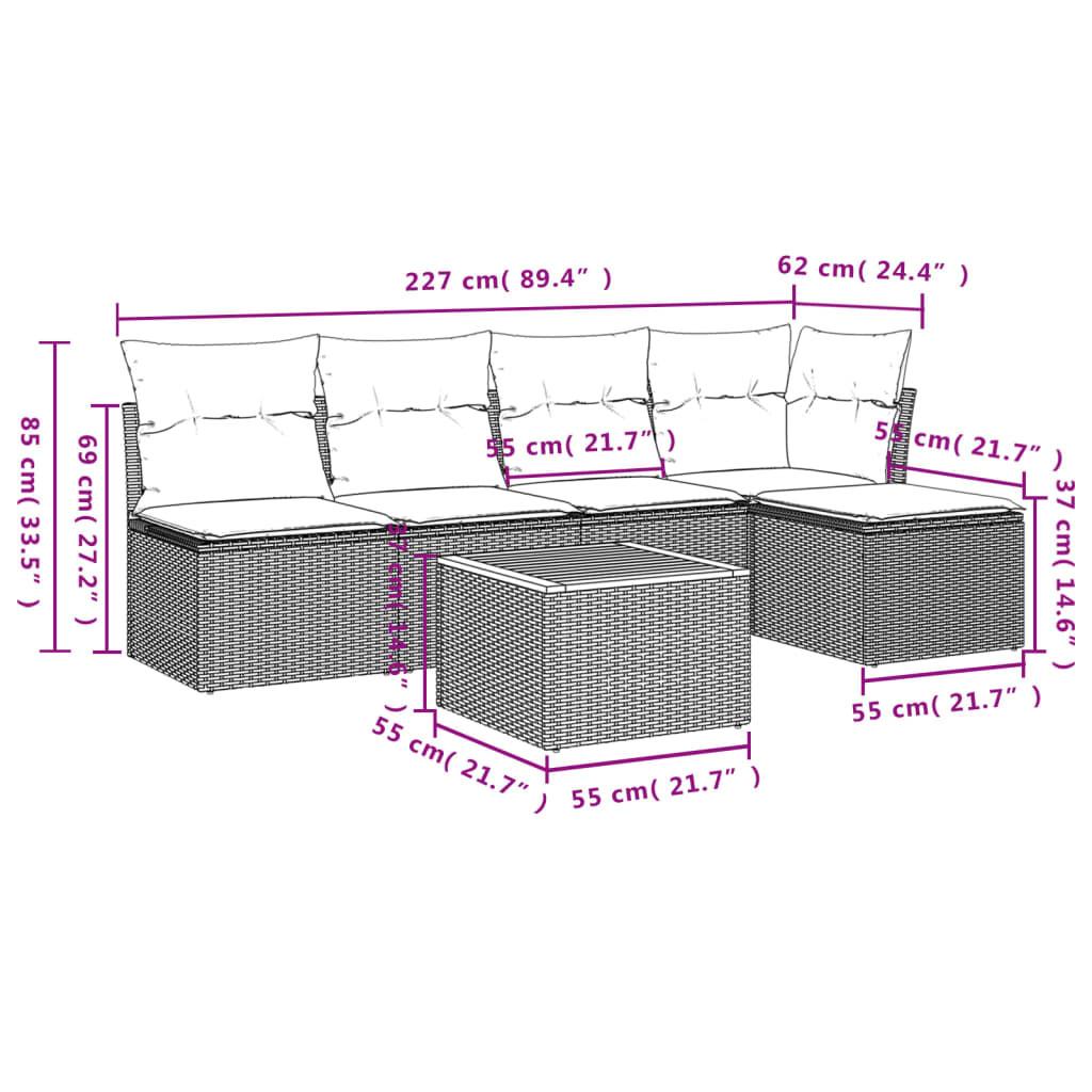 VidaXL set divano da giardino Polirattan  