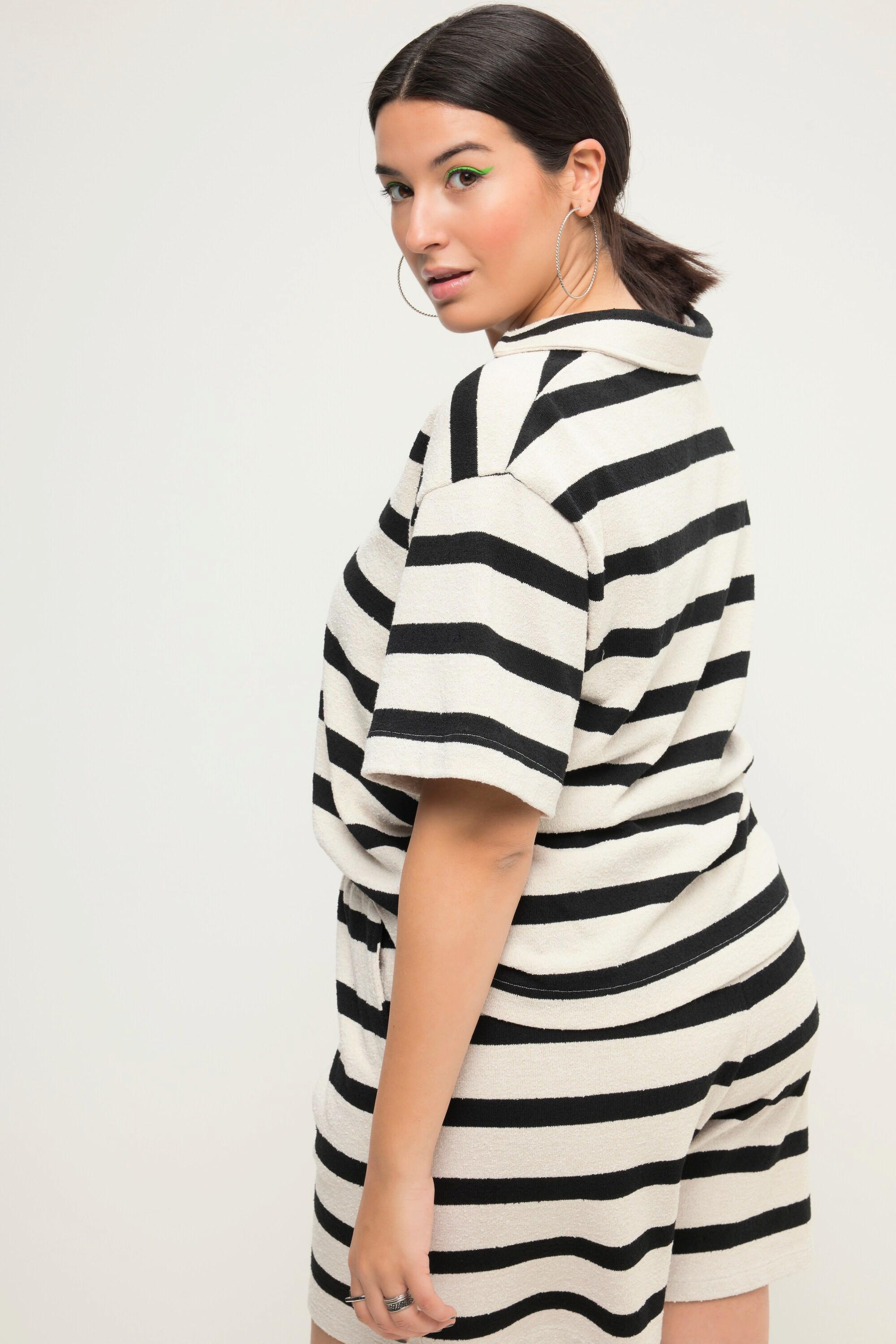 Studio Untold  Maglia polo dal taglio oversize con righe e mezze maniche 