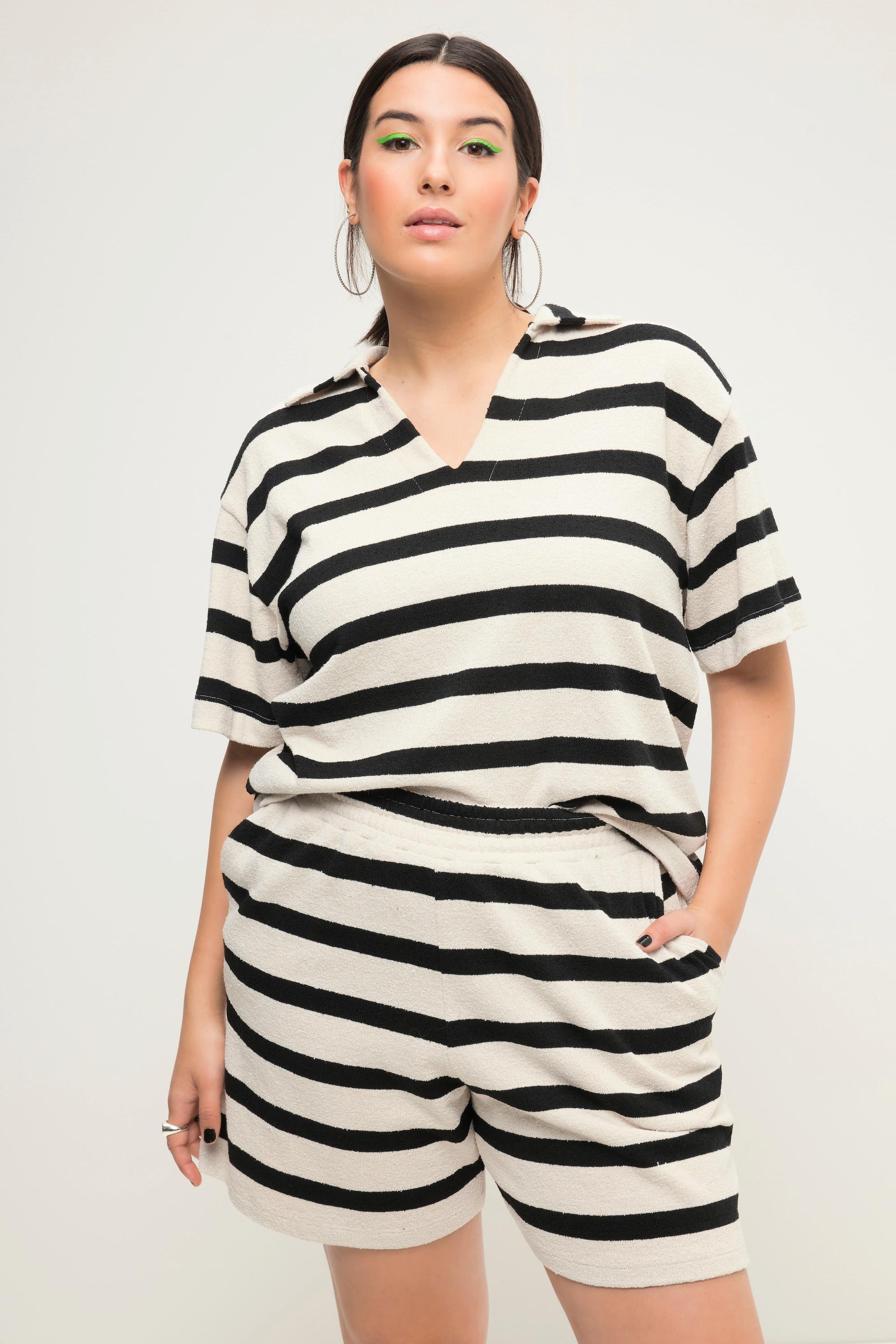 Studio Untold  Maglia polo dal taglio oversize con righe e mezze maniche 