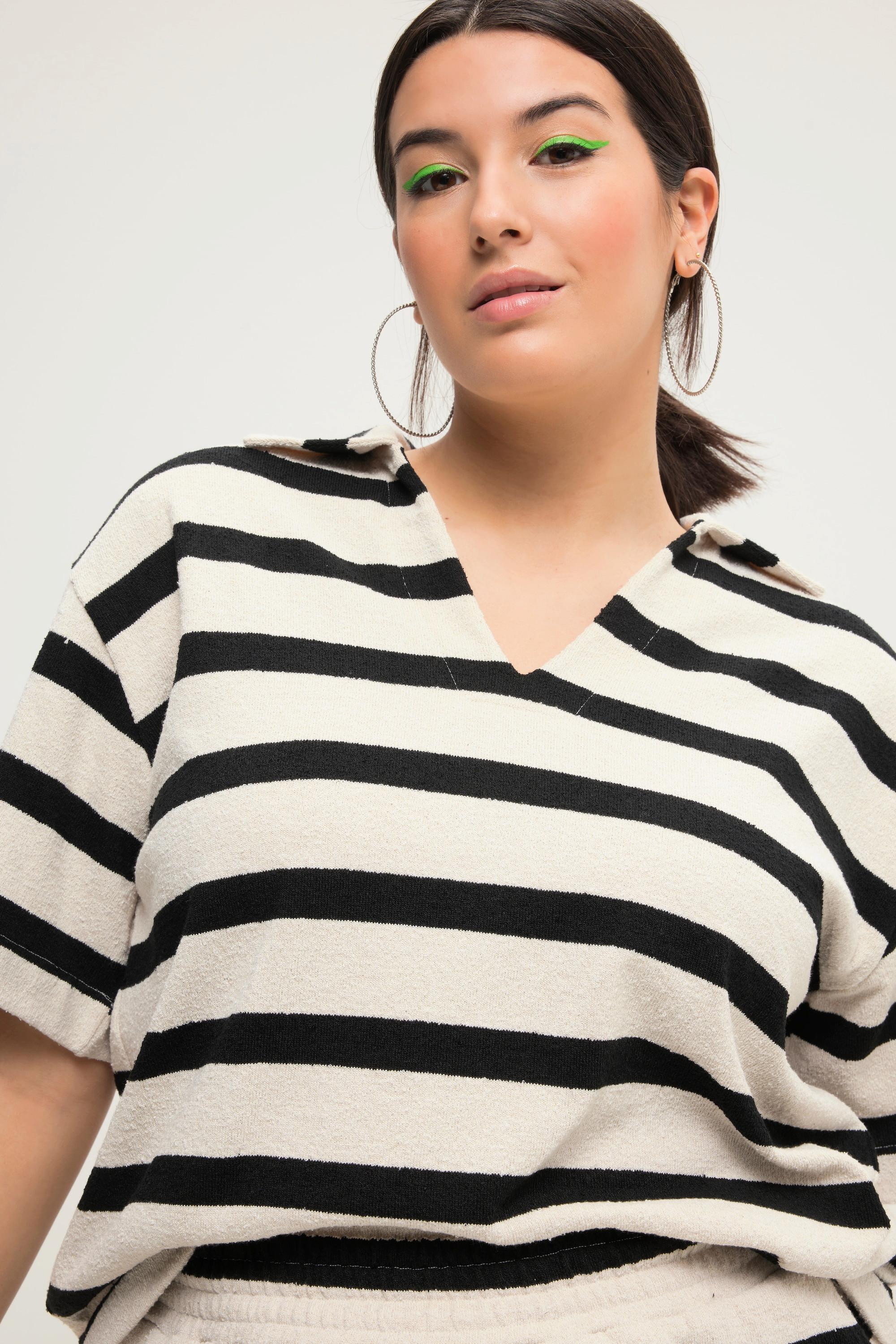 Studio Untold  Maglia polo dal taglio oversize con righe e mezze maniche 