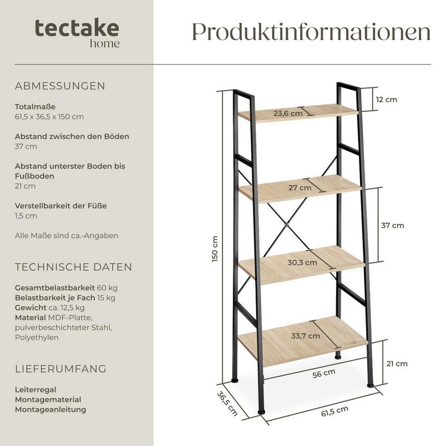 Tectake Étagère LIVERPOOL style industriel  