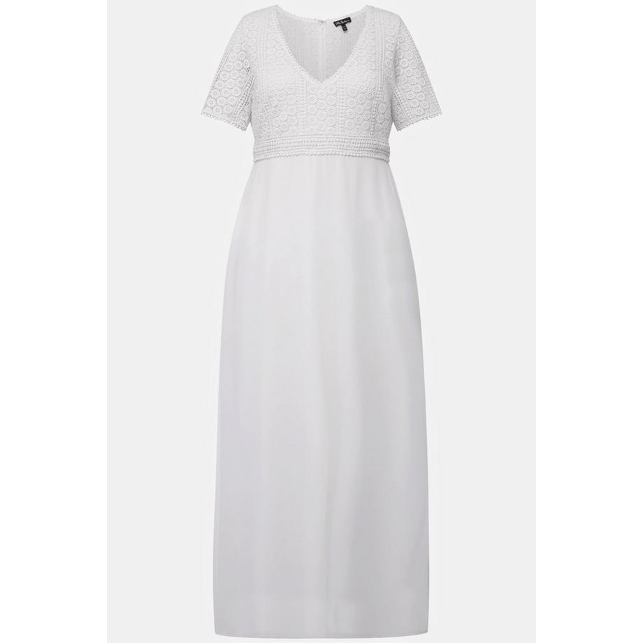 Ulla Popken Boho Style A-Linie V-Ausschnitt Halbarm Brautkleid  