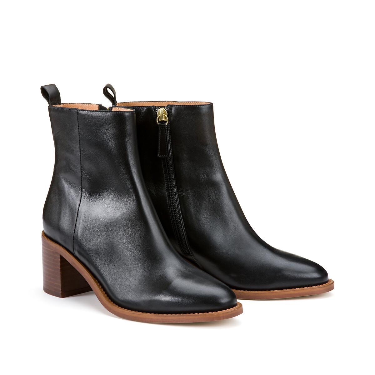 La Redoute Collections  Glattleder-Boots mit Absatz 