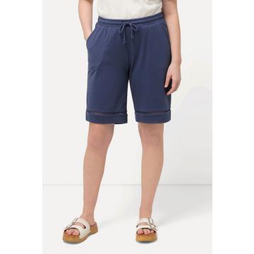 Short en coton bio avec broderie ajourée, coupe large et taille élastique