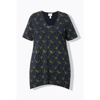 Ulla Popken  Shirt, A-Linie, V-Ausschnitt, 3/4-Arm, Biobaumwolle 