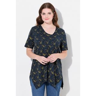 Ulla Popken  Shirt, A-Linie, V-Ausschnitt, 3/4-Arm, Biobaumwolle 