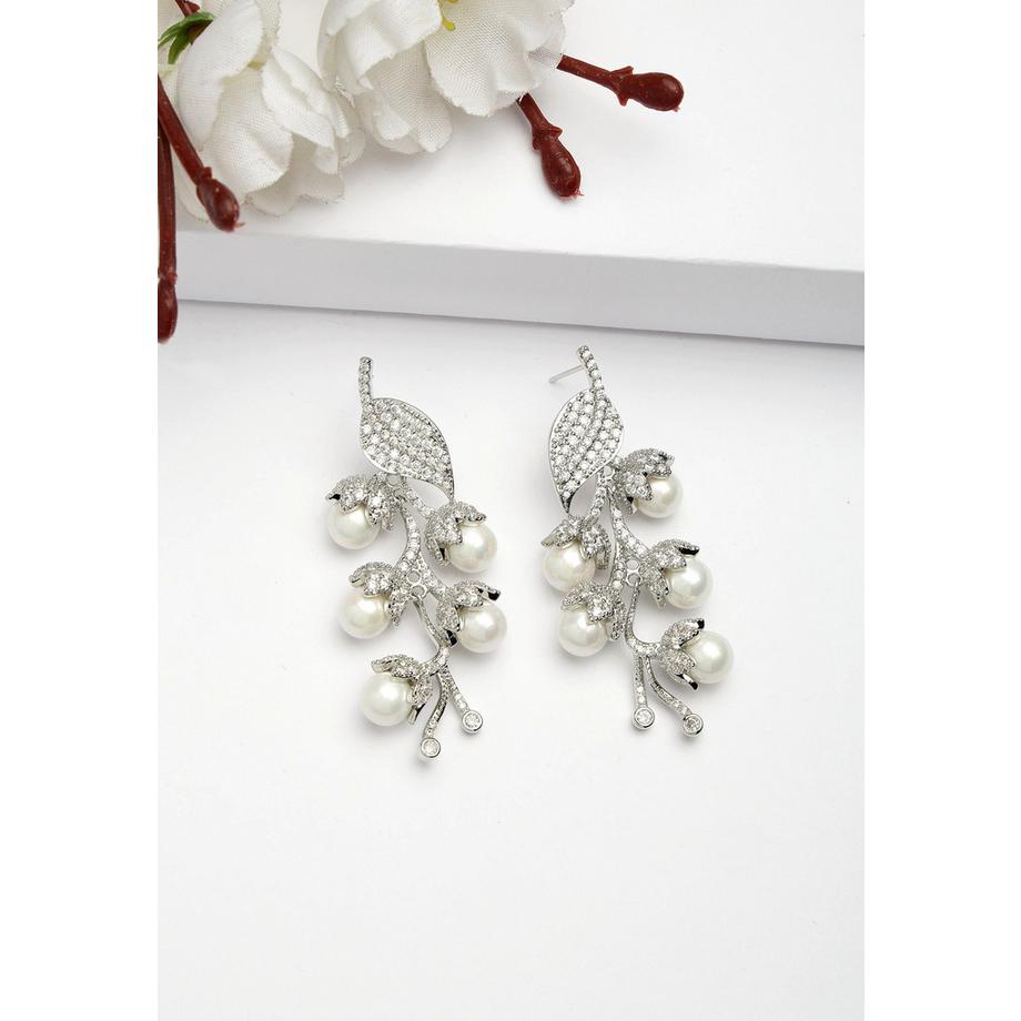 AVANT-GARDE PARIS  Collezione Diva Orecchini a Grappolo di Foglie in Zirconia Cubica 