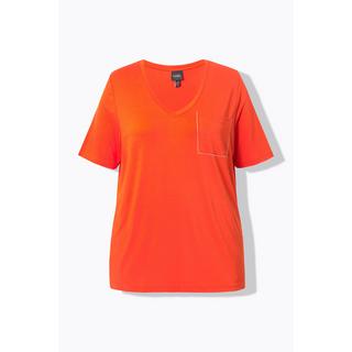 Ulla Popken T-shirt Taschino Scollo a V Mezze Maniche  