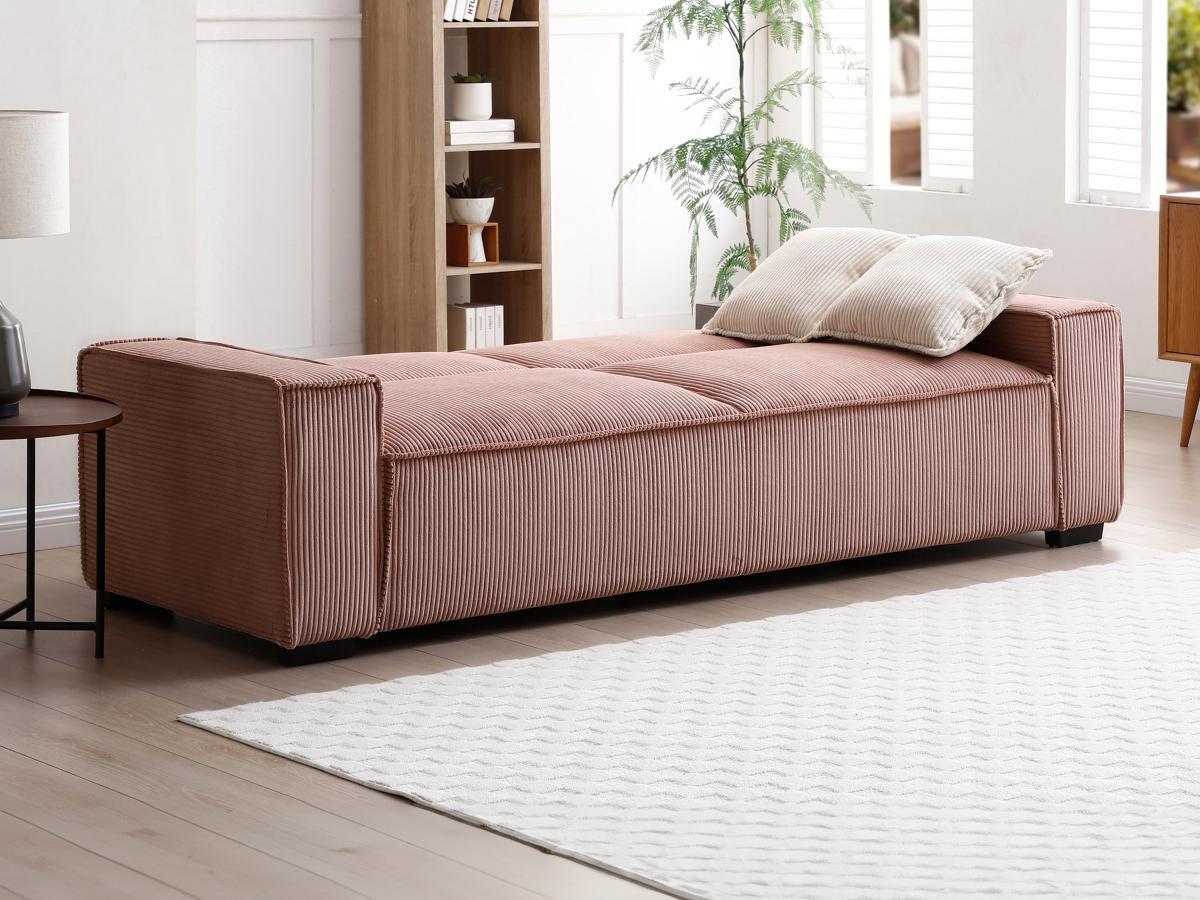 Vente-unique Sofa 3-Sitzer mit Schlaffunktion - Cord - Rosa - SEKOTA  