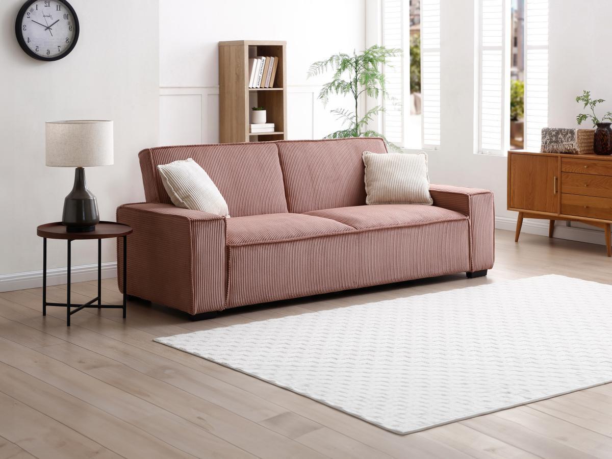 Vente-unique Sofa 3-Sitzer mit Schlaffunktion - Cord - Rosa - SEKOTA  