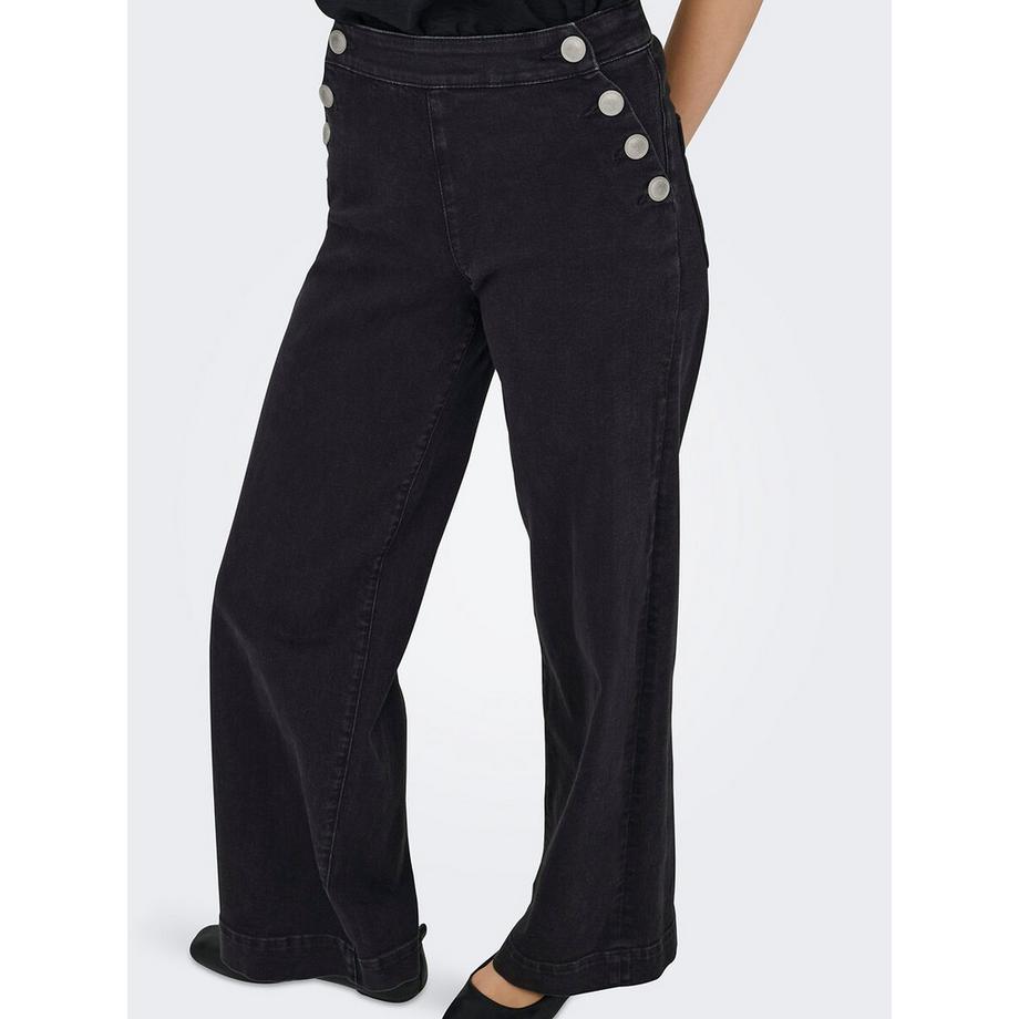 ONLY Breite Jeans mit hoher Taille und seitlichen Knöpfen  