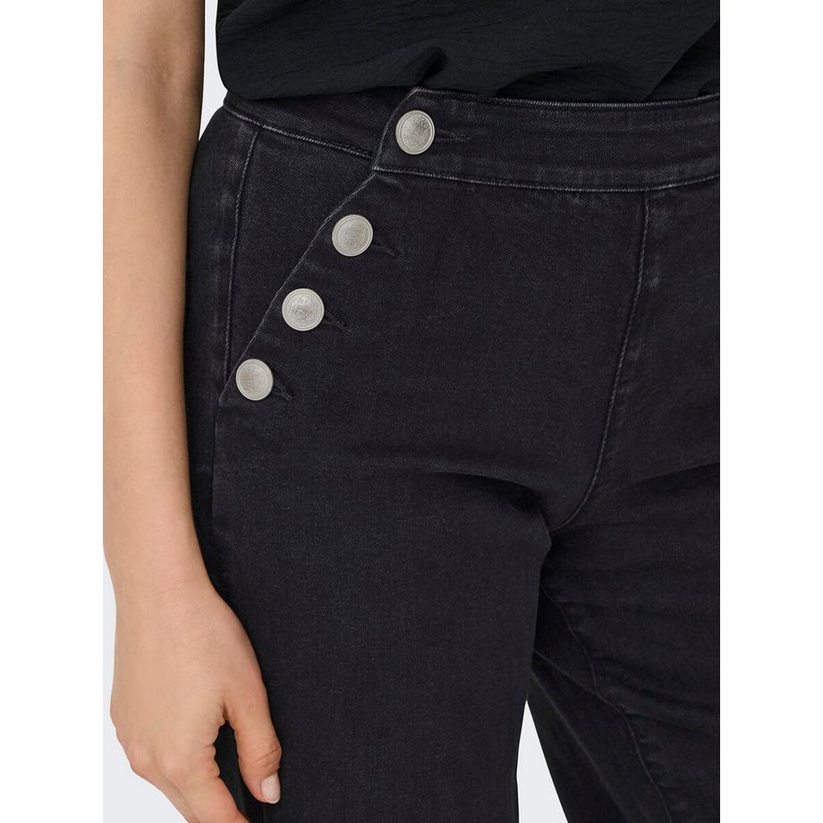ONLY Breite Jeans mit hoher Taille und seitlichen Knöpfen  