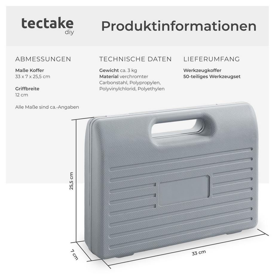 Tectake  Boîte à outils vélo, coffret d'outils - 50 pièces  kit complet de haute qualité 