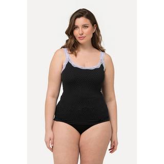 Ulla Popken Confezione da 2 Canottiere Pizzo Pois Tinta Unita  