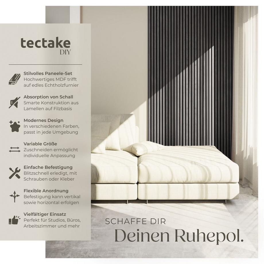 Tectake Akustikpaneele Sonic Wall je 60 x 120 x 2,1 cm, Größe flexibel anpassbar schallabsorbierender Filz  